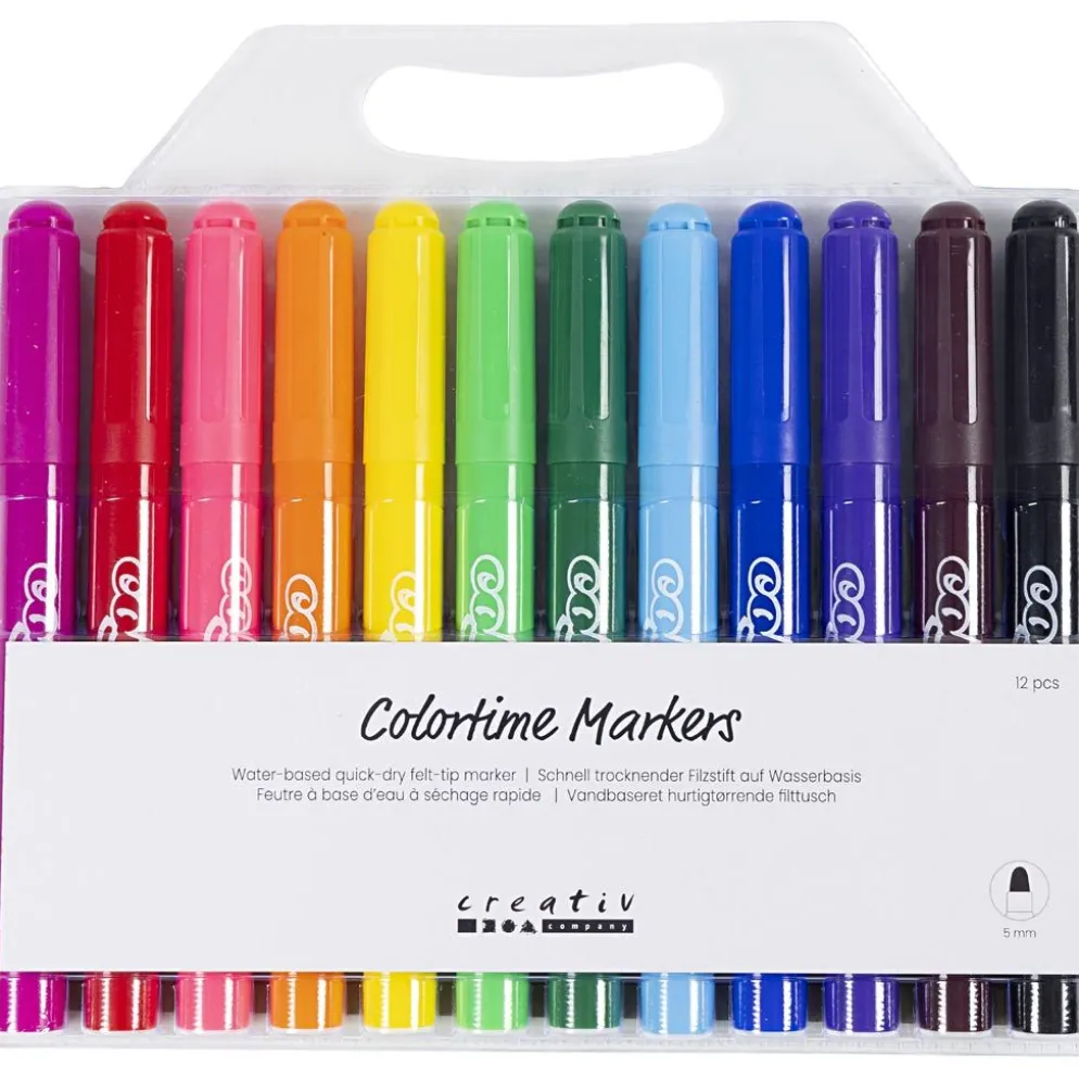 Colortime-pennor, spets 5 mm, standardfärger, 12 st./ 1 förp.