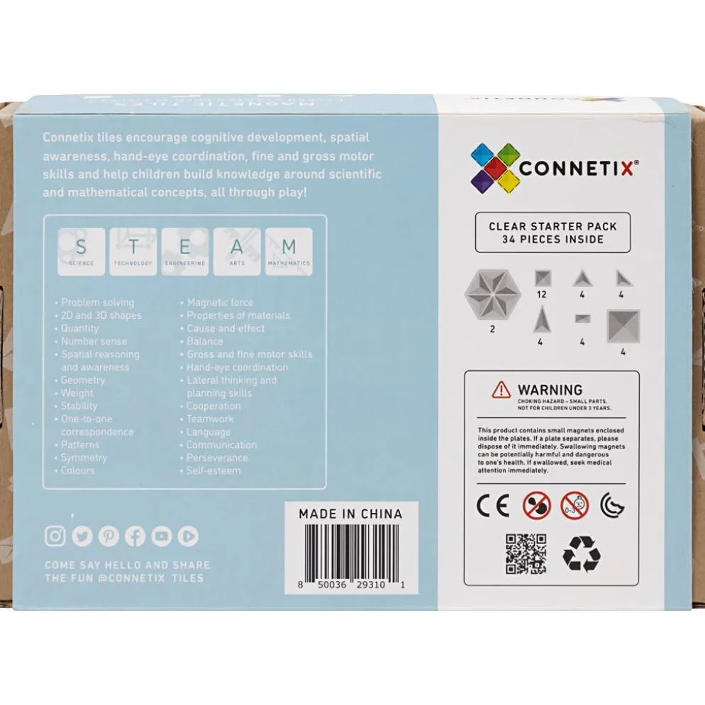 Connetix Magnetisk Leksak, klar, transparent, 34 st./ 1 förp.