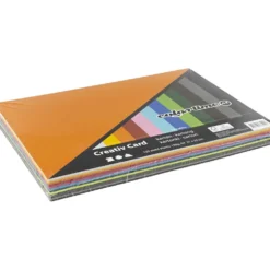 Creativ kartong, A4, ark 210x297 mm, 180 g, mixade färger, 12x10 ark/ 1 förp.