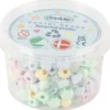 Dantoy pärlor, Återvunnet plastmaterial, Dia. 5-8 mm, Hålstl. 4 mm, ca. 280 mix., pastellfärger, 280 st./ 1 förp.