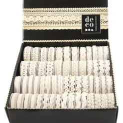 Dekorationsband, B: 6-18 mm, cream, 56x0.90 m/ 1 förp.