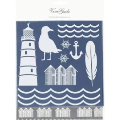 Dekorationsfolie och limark med motiv, fyrtorn, ark 15x15 cm, blå, silver, 2x2 ark/ 1 förp.