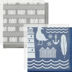 Dekorationsfolie och limark med motiv, fyrtorn, ark 15x15 cm, blå, silver, 2x2 ark/ 1 förp.