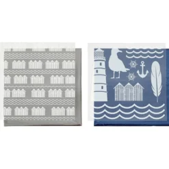 Dekorationsfolie och limark med motiv, fyrtorn, ark 15x15 cm, blå, silver, 2x2 ark/ 1 förp.