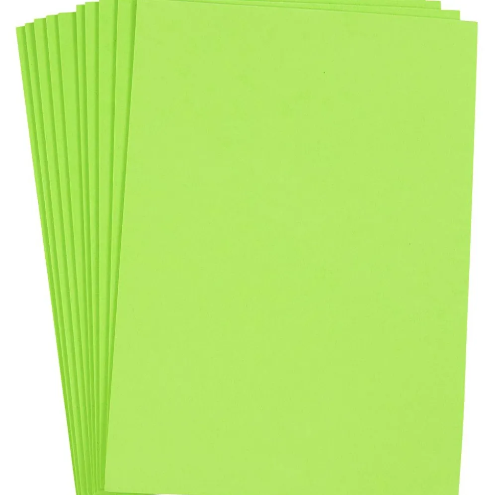 Dekorgummi, A4, ark 210x297 mm, tjocklek 2 mm, ljusgrön, 10 ark/ 1 förp.