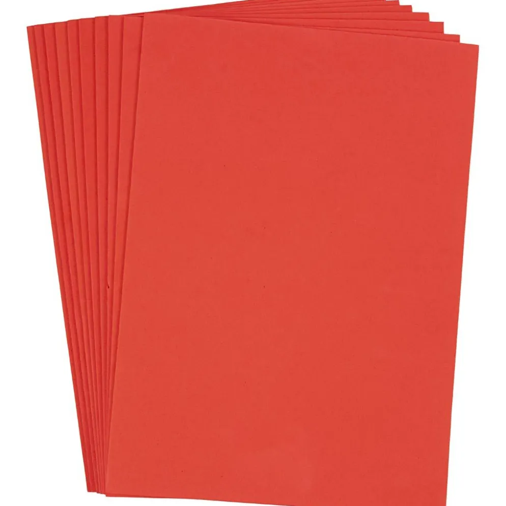 Dekorgummi, A4, ark 210x297 mm, tjocklek 2 mm, röd, 10 ark/ 1 förp.