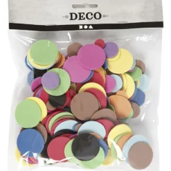 Dekorgummicirklar, Dia. 12+20+32 mm, mixade färger, 300 mix./ 1 förp.