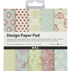 Designpapper, ark 15,2x15,2 cm, 120 g, mintgrön, lila, 50 ark/ 1 förp.