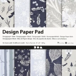 Designpapper, ark 15,2x15,2 cm, jul, 120 g, blå, grå, 50 ark/ 1 förp.