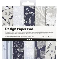 Designpapper, ark 15,2x15,2 cm, jul, 120 g, blå, grå, 50 ark/ 1 förp.