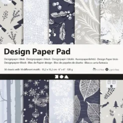 Designpapper, ark 15,2x15,2 cm, jul, 120 g, blå, grå, 50 ark/ 1 förp.