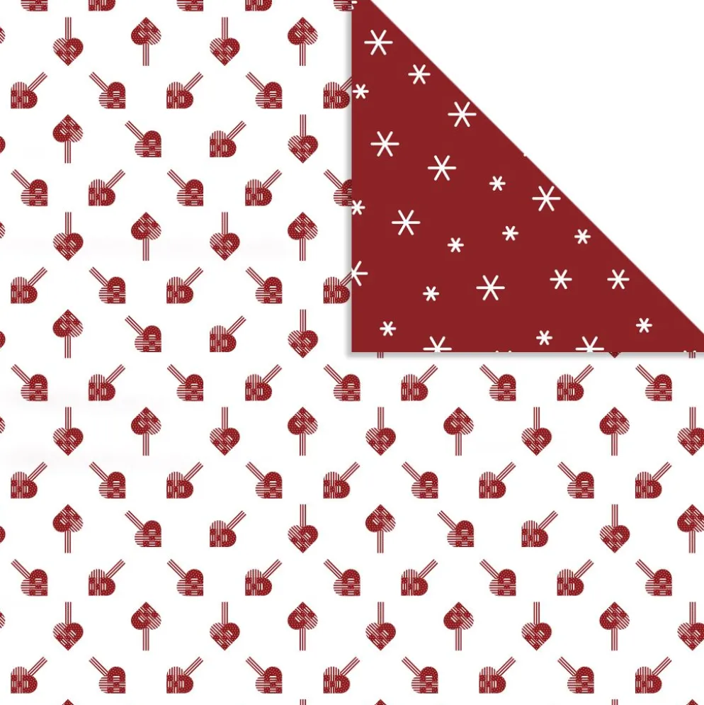 Designpapper, fläthjärtan & snöflingor, ark 30,5x30,5 cm, 180 g, 3 ark/ 1 förp.