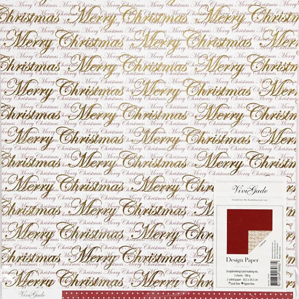 Designpapper, god jul och prickar, ark 30,5x30,5 cm, 180 g, guld, 3 ark/ 1 förp.