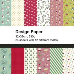 Designpapper, Juldesign 1, ark 32x32 cm, 230 g, 24 ark/ 1 förp.