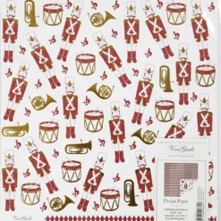 Designpapper, nötknäpparen, 180 g, guld, röd, vit, 3 ark/ 1 förp.