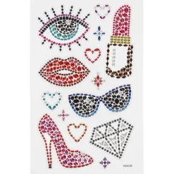 Diamond stickers, redo för fest, ark 10x16 cm, 1 ark