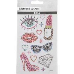 Diamond stickers, redo för fest, ark 10x16 cm, 1 ark