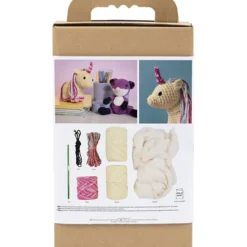 DIY Kit Amigurumi , Enhörning, regnbågsfärger, 1 förp.