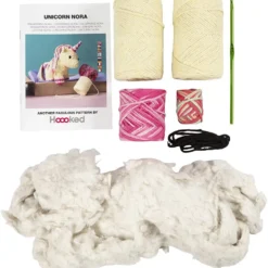 DIY Kit Amigurumi , Enhörning, regnbågsfärger, 1 förp.
