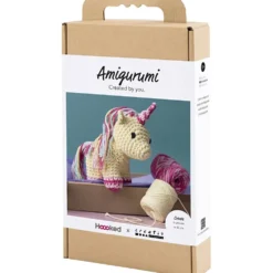 DIY Kit Amigurumi , Enhörning, regnbågsfärger, 1 förp.