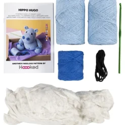 DIY Kit Amigurumi , Flodhäst, blå, ljusblå, 1 förp.