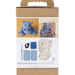 DIY Kit Amigurumi , Flodhäst, blå, ljusblå, 1 förp.