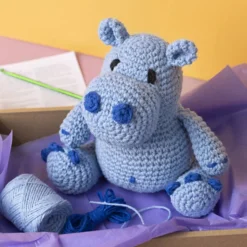 DIY Kit Amigurumi , Flodhäst, blå, ljusblå, 1 förp.