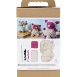 DIY Kit Amigurumi , Får, rosa, off white, 1 förp.