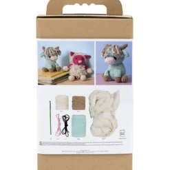 DIY Kit Amigurumi , Ko, beige, mint, 1 förp.