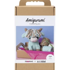 DIY Kit Amigurumi , Ko, beige, mint, 1 förp.