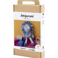 DIY Kit Amigurumi , Lejon, marinblå, ljusgrå, 1 förp.
