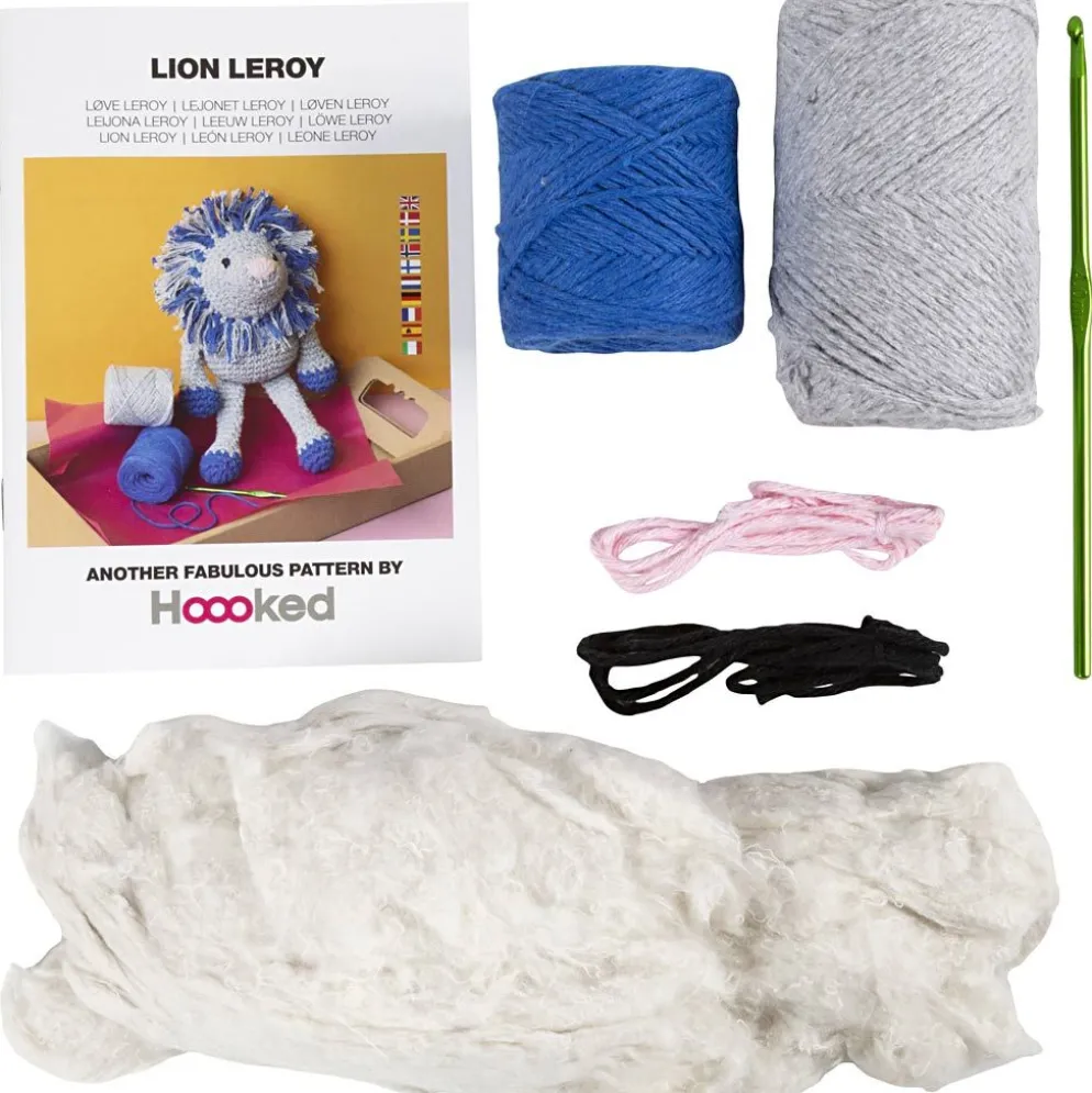 DIY Kit Amigurumi , Lejon, marinblå, ljusgrå, 1 förp.
