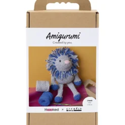 DIY Kit Amigurumi , Lejon, marinblå, ljusgrå, 1 förp.