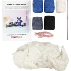 DIY Kit Amigurumi , Raccoon, svart, blå, 1 förp.