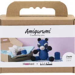 DIY Kit Amigurumi , Raccoon, svart, blå, 1 förp.