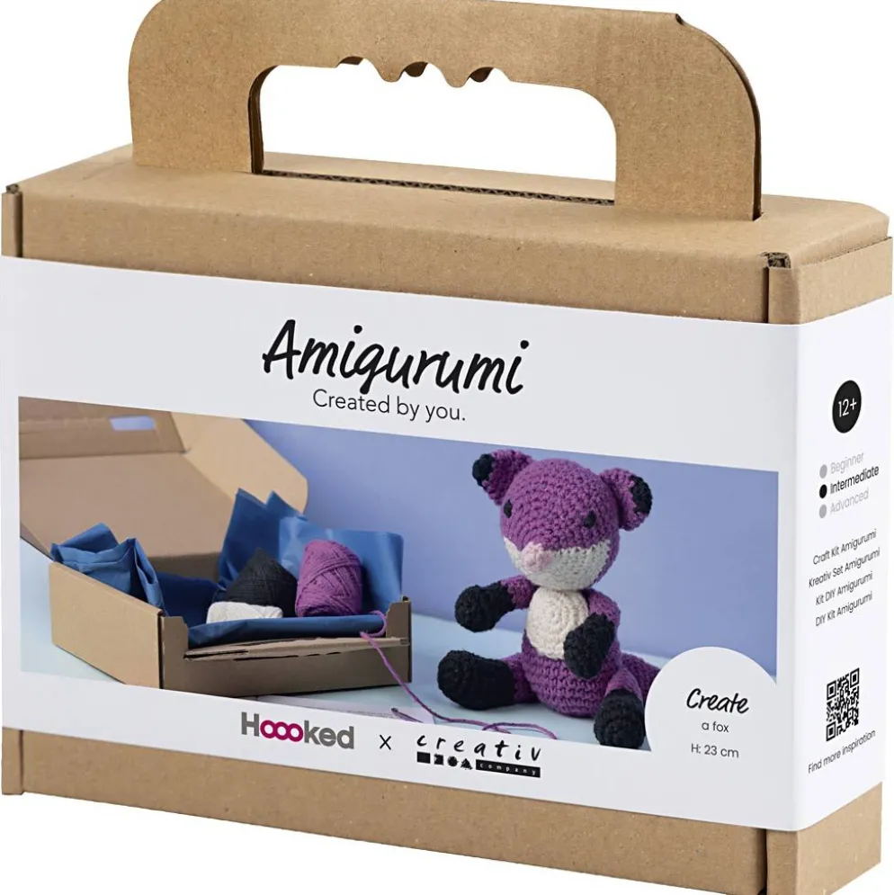 DIY Kit Amigurumi , Räv, svart, plommon, 1 förp.