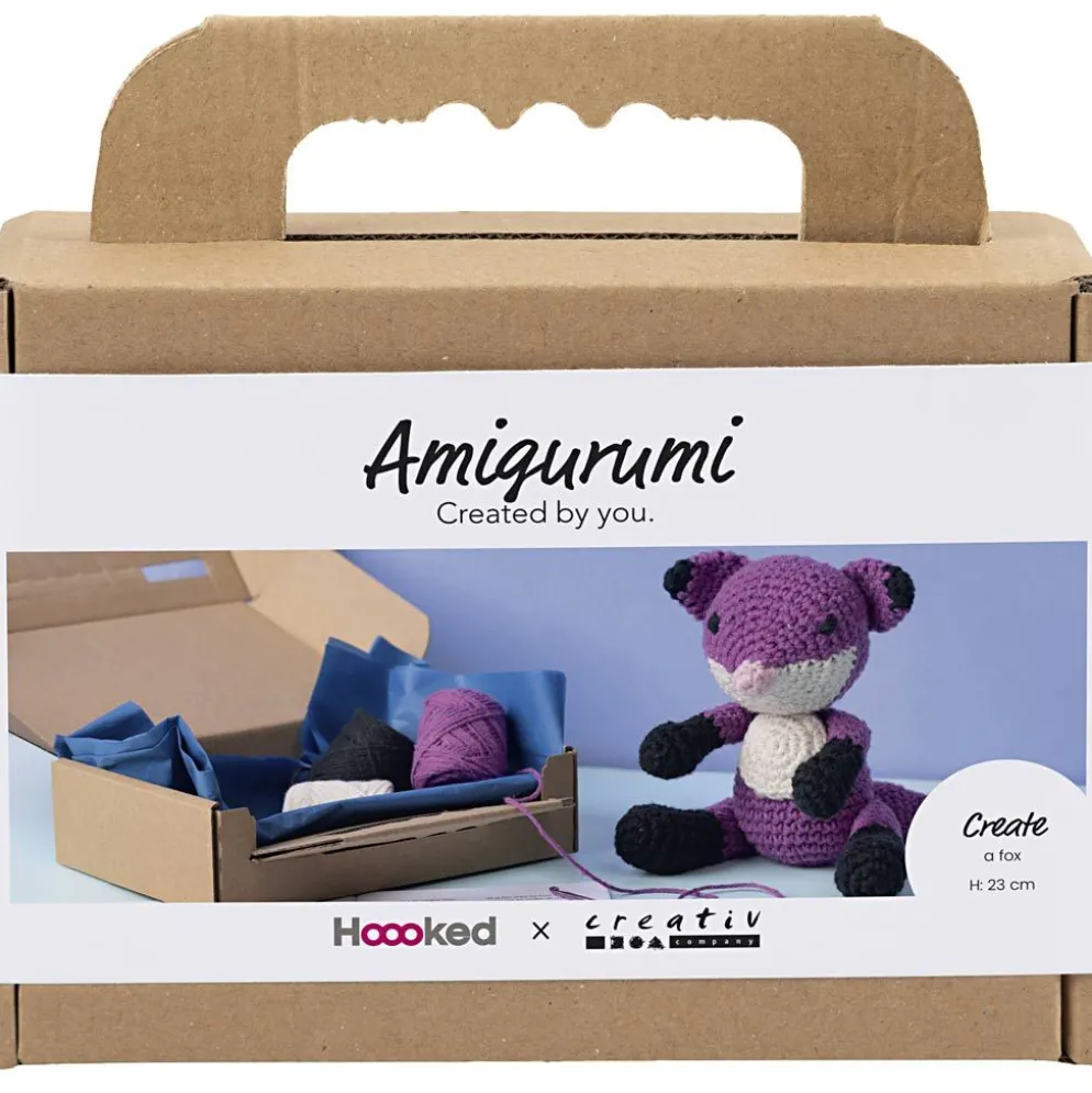 DIY Kit Amigurumi , Räv, svart, plommon, 1 förp.