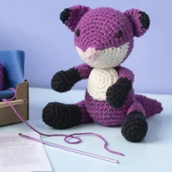 DIY Kit Amigurumi , Räv, svart, plommon, 1 förp.