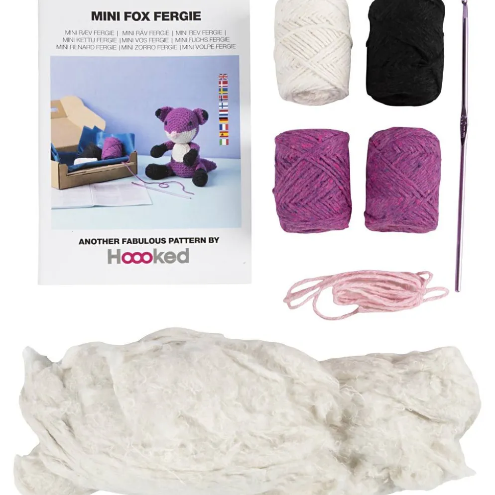 DIY Kit Amigurumi , Räv, svart, plommon, 1 förp.