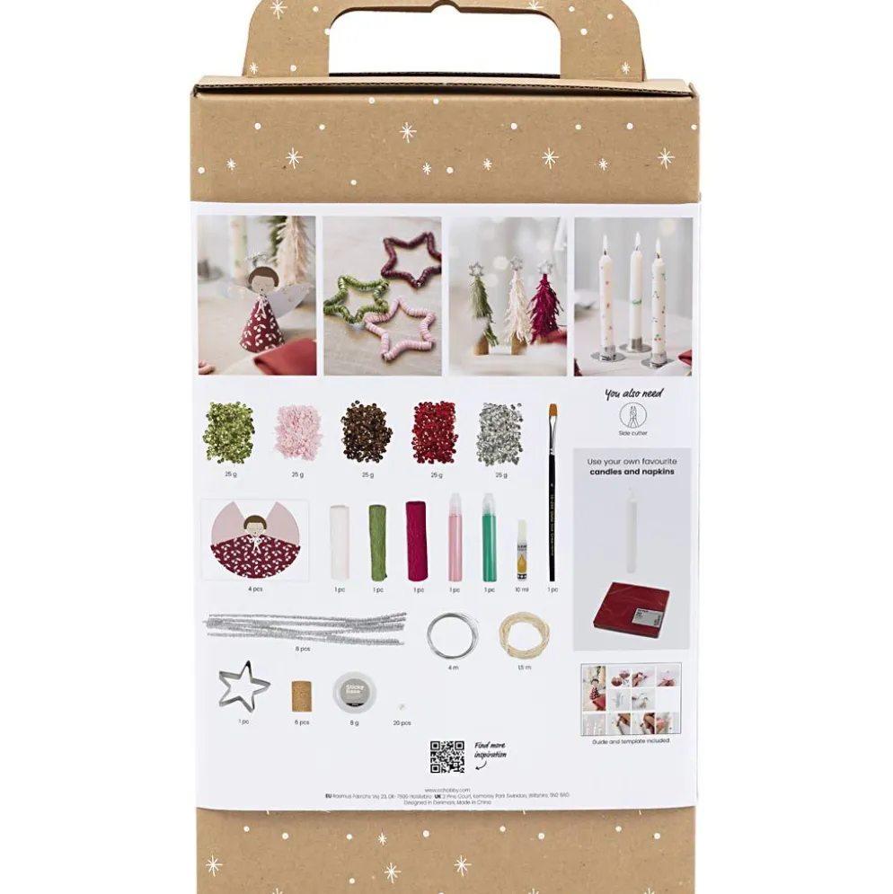 DIY Kit Bordsdekorationer, Änglar, julgranar, stjärnor, mixade färger, 1 förp.