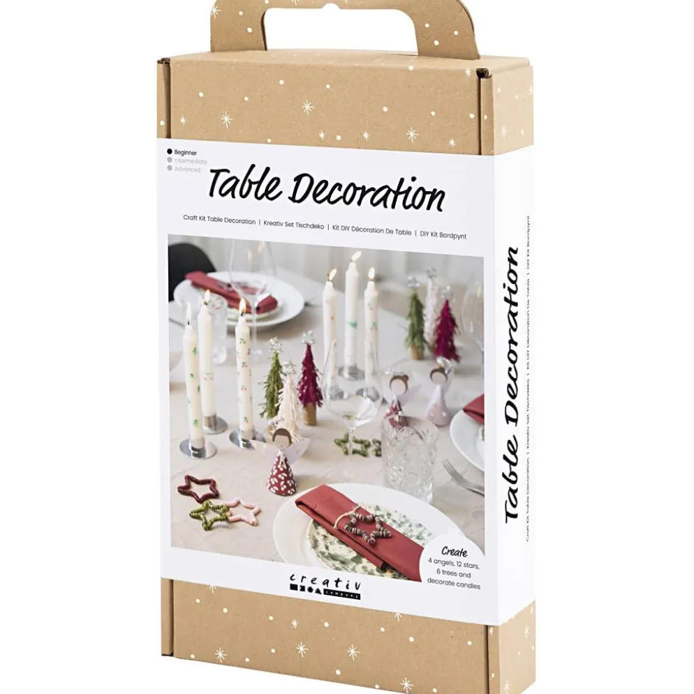 DIY Kit Bordsdekorationer, Änglar, julgranar, stjärnor, mixade färger, 1 förp.