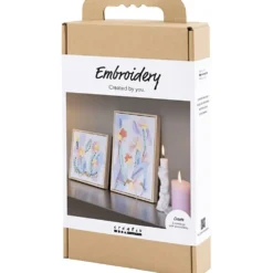 DIY Kit Broderi, Bilder, pastellfärger, 1 förp.