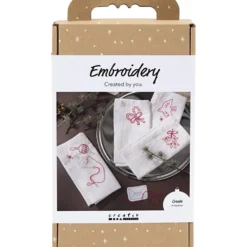DIY Kit Broderi, Julservetter, julröd, 1 förp.