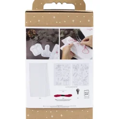 DIY Kit Broderi, Julservetter, julröd, 1 förp.