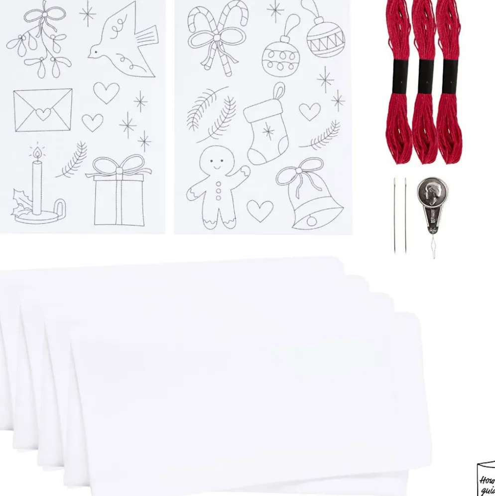 DIY Kit Broderi, Julservetter, julröd, 1 förp.