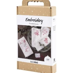 DIY Kit Broderi, Julservetter, julröd, 1 förp.