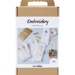 DIY Kit Broderi, strumpor, vit, 1 förp.