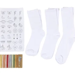 DIY Kit Broderi, strumpor, vit, 1 förp.