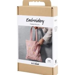 DIY Kit Broderi, Textilkasse, softrosa, 1 förp.
