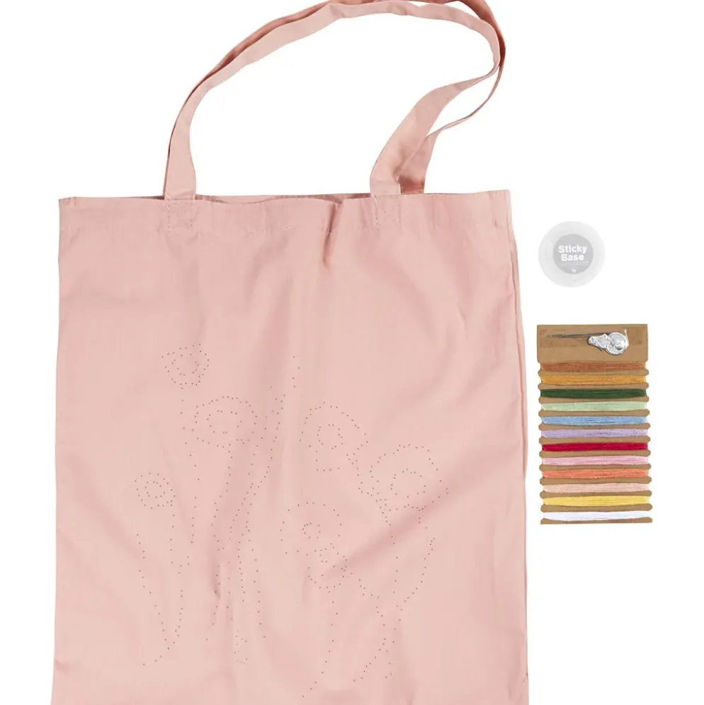 DIY Kit Broderi, Textilkasse, softrosa, 1 förp.